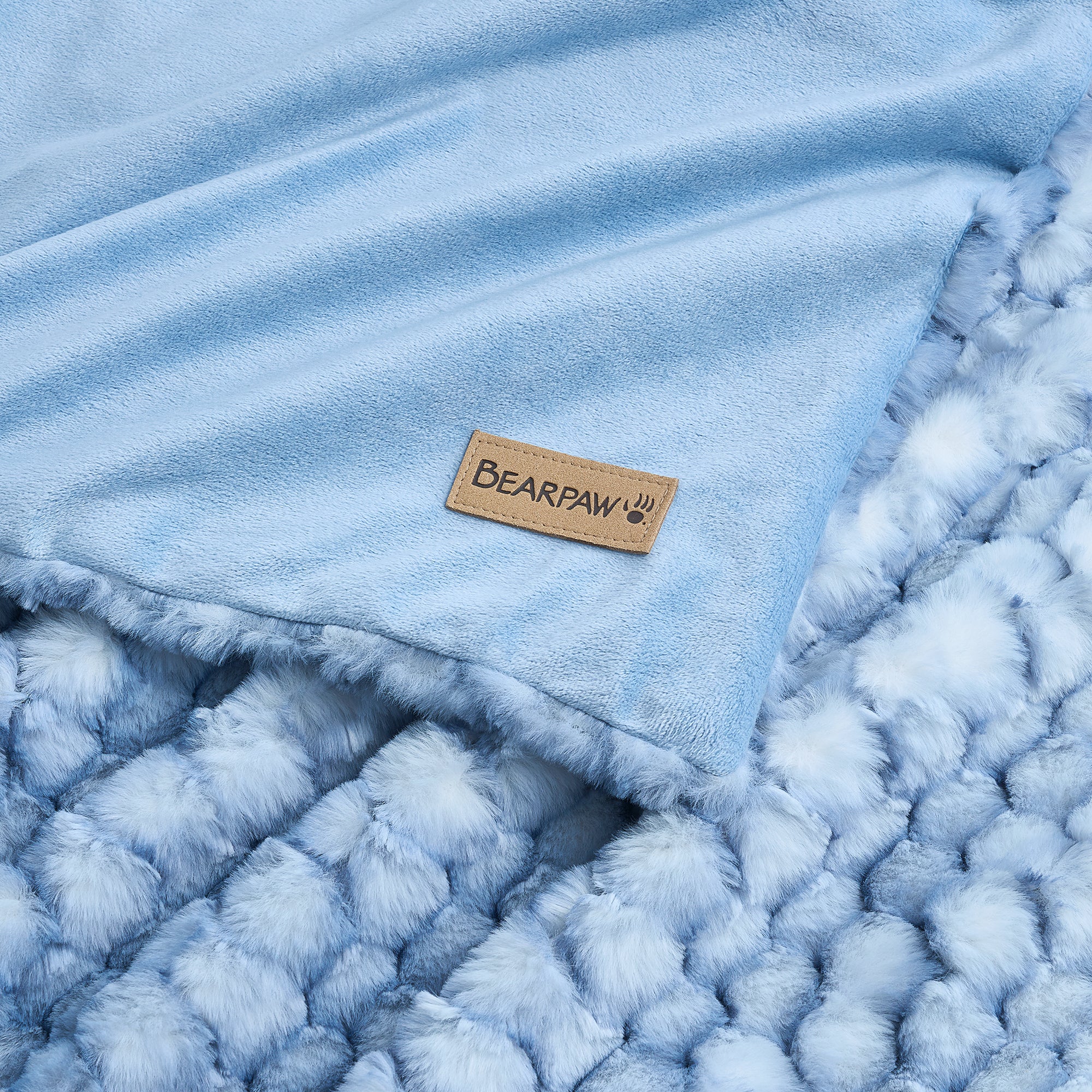 Milie Faux Fur Throw Blanket Blue Fog - Image 3
