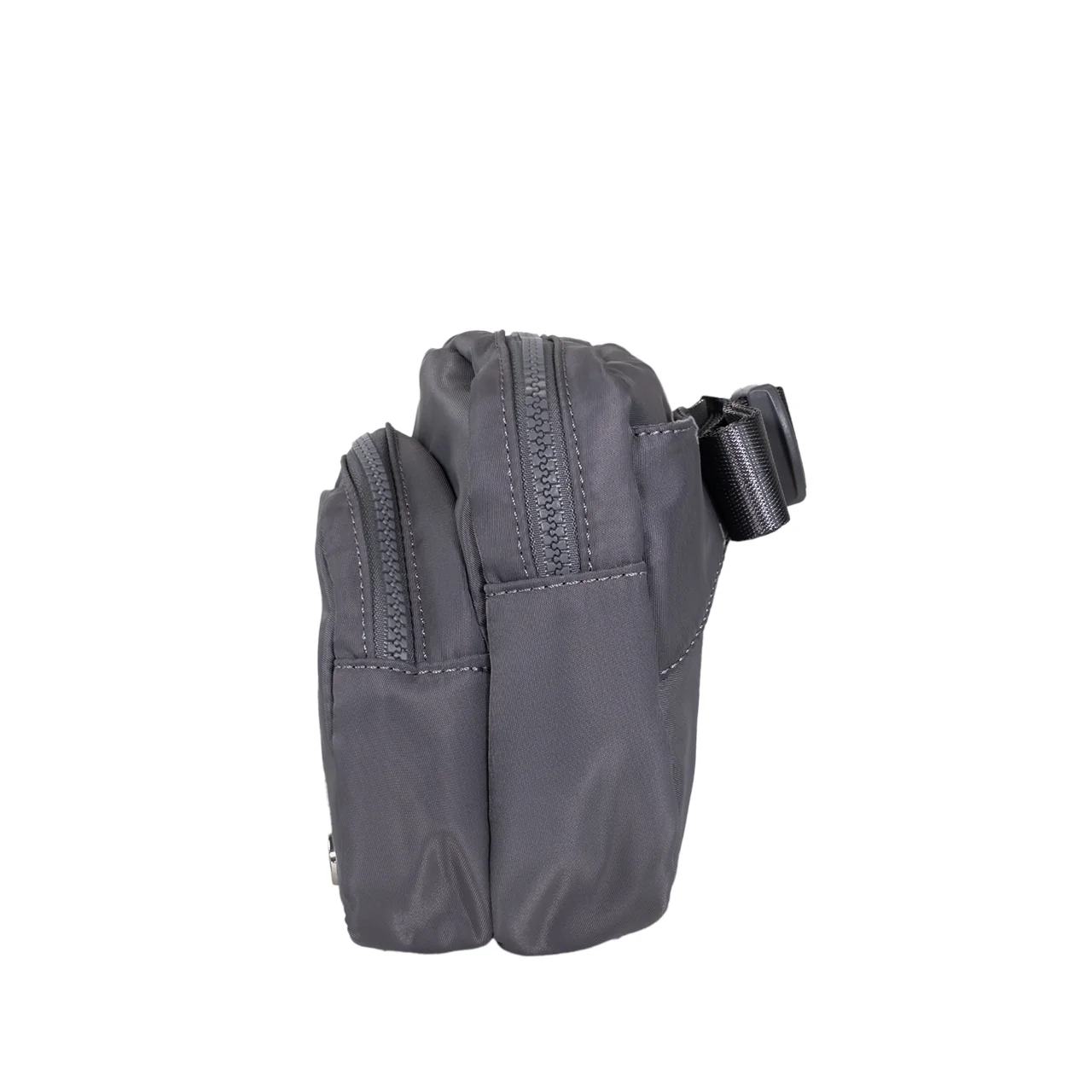 SQUARE DOUBLE ZIP WAIST BAG/SLING DARK GRAY - Image 3