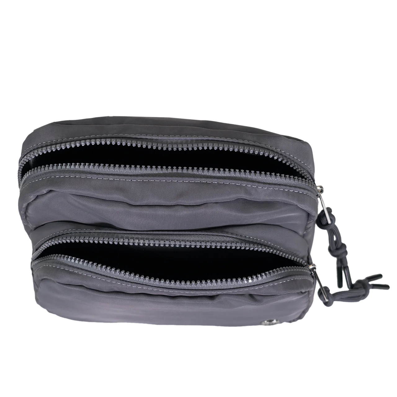 SQUARE DOUBLE ZIP WAIST BAG/SLING DARK GRAY - Image 6