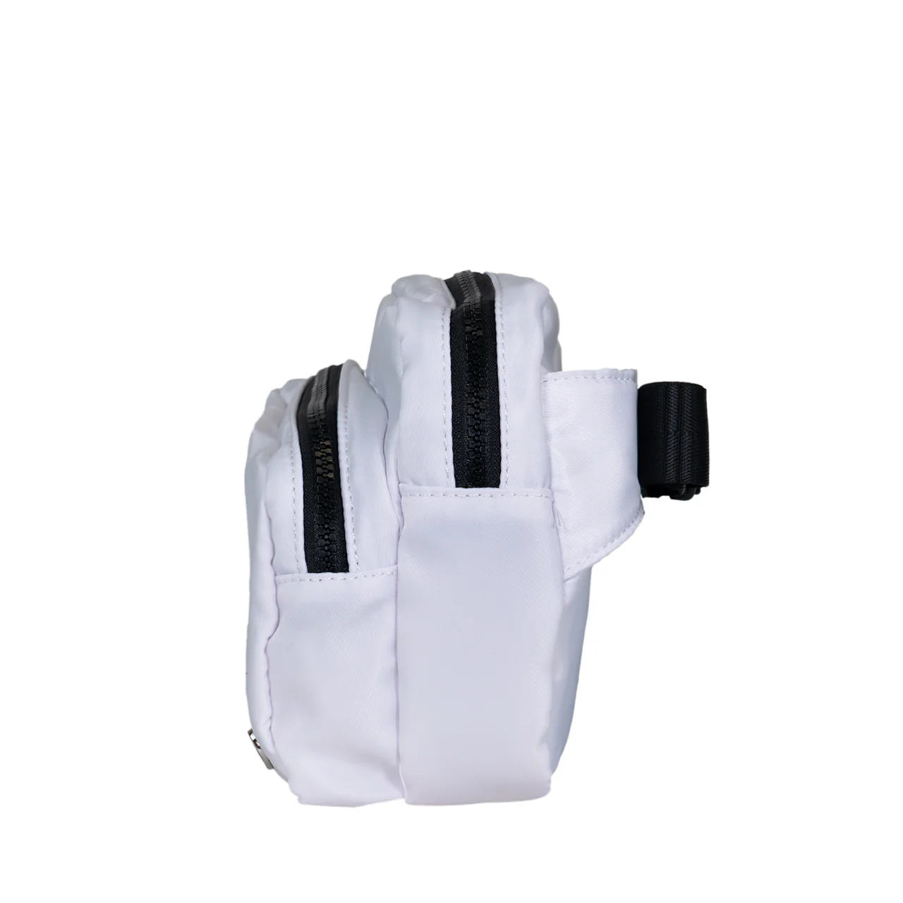 SQUARE DOUBLE ZIP WAIST BAG/SLING WHITE/BLACK - Image 3