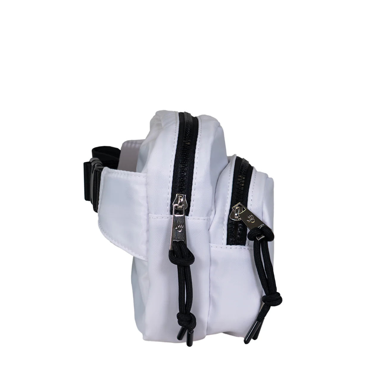 SQUARE DOUBLE ZIP WAIST BAG/SLING WHITE/BLACK - Image 4