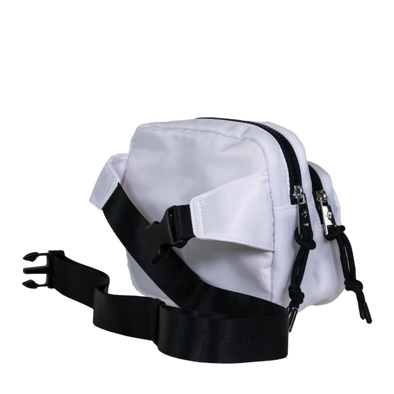 SQUARE DOUBLE ZIP WAIST BAG/SLING WHITE/BLACK - Image 5
