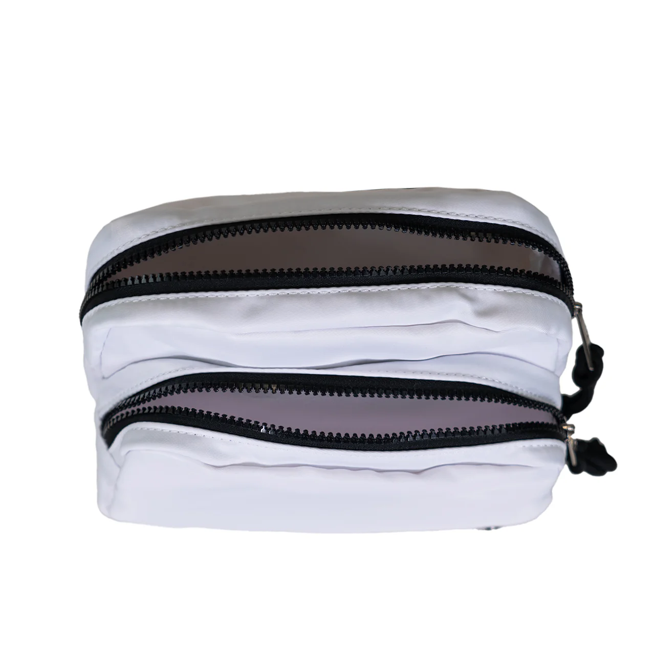 SQUARE DOUBLE ZIP WAIST BAG/SLING WHITE/BLACK - Image 6